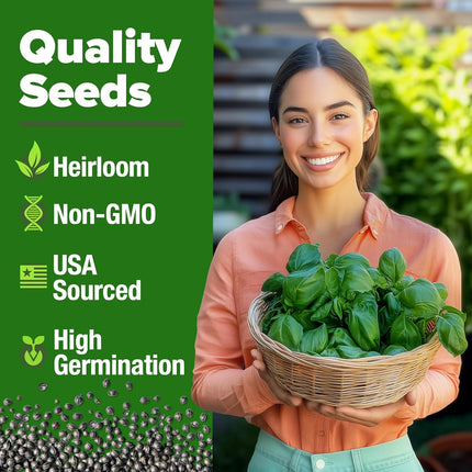 Italian Basil Seeds (Bulk Pack) 1424 Sweet Large Leaf Basil Seeds for Planting