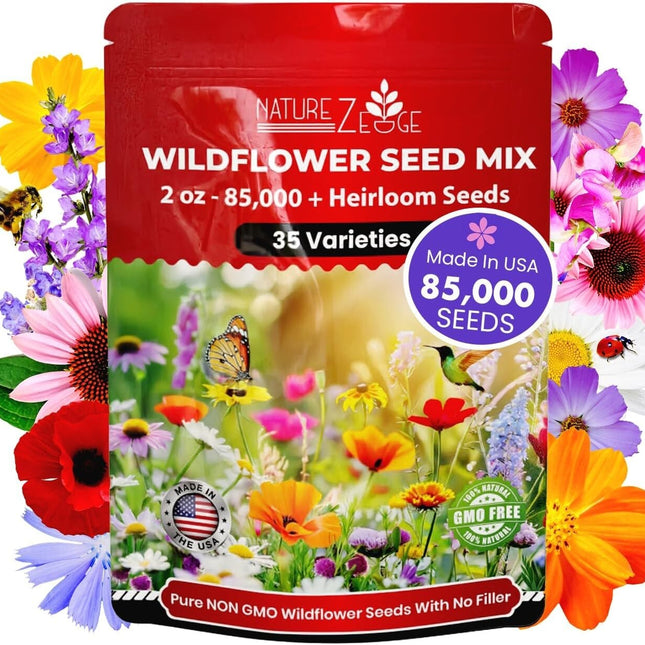 85,000 Wildflower Seeds, 35 Varietiey Wild Flowers Bulk Flower Seeds, Mix of Ann